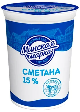 Сметана Минская Марка, 15%, 0,380 кг (Белоруссия)