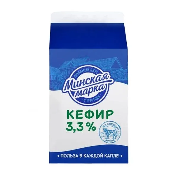 Кефир Минская марка, 3,3%, 0,5 л, пюр-пак (Белоруссия)