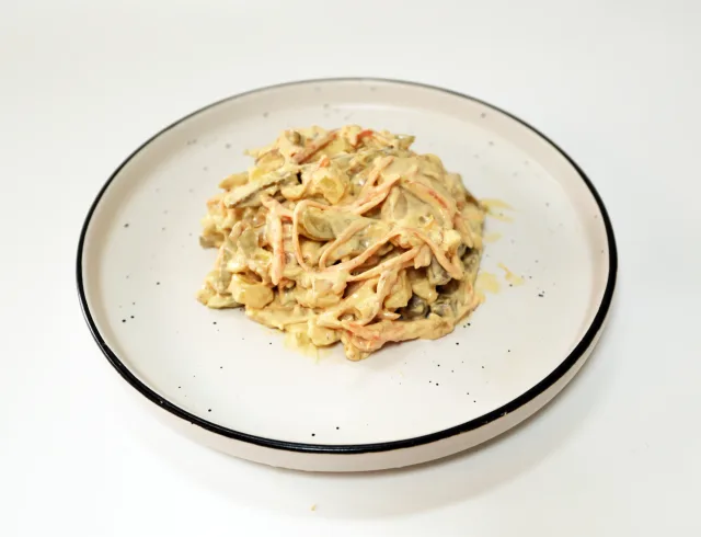 Салат Печеночный с картофелем и грибами