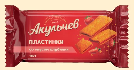 Пластинки слоёные со вкусом клубники, 0,18 кг